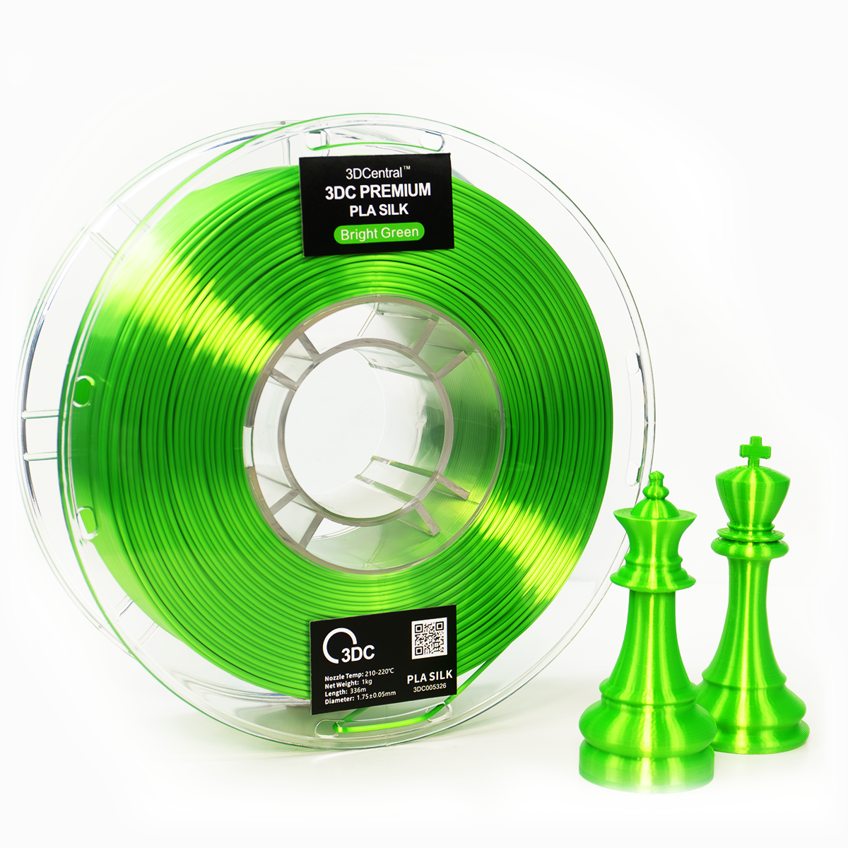 Premium bright green 3D printer filament spool