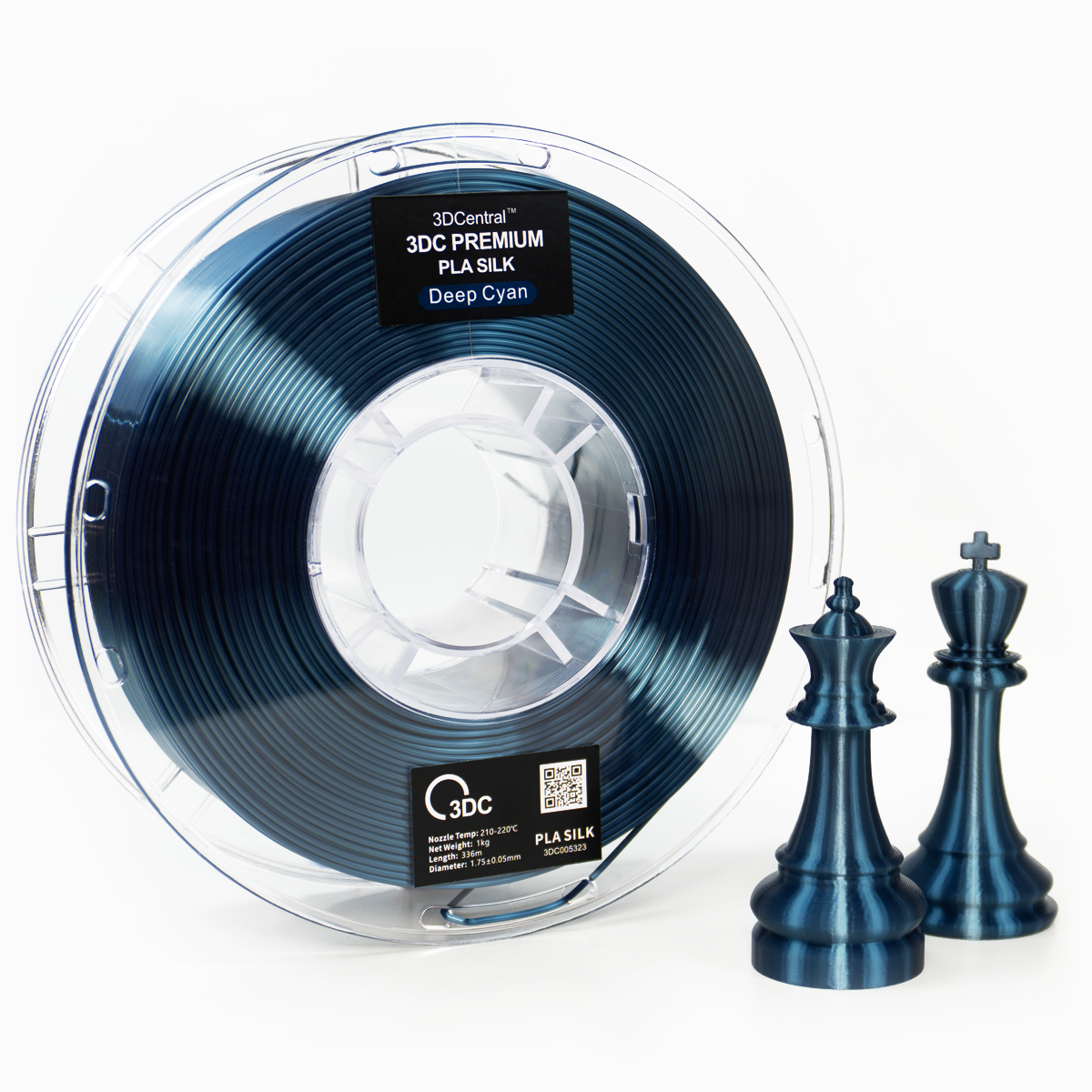 Premium deep cyan 3D printer filament spool