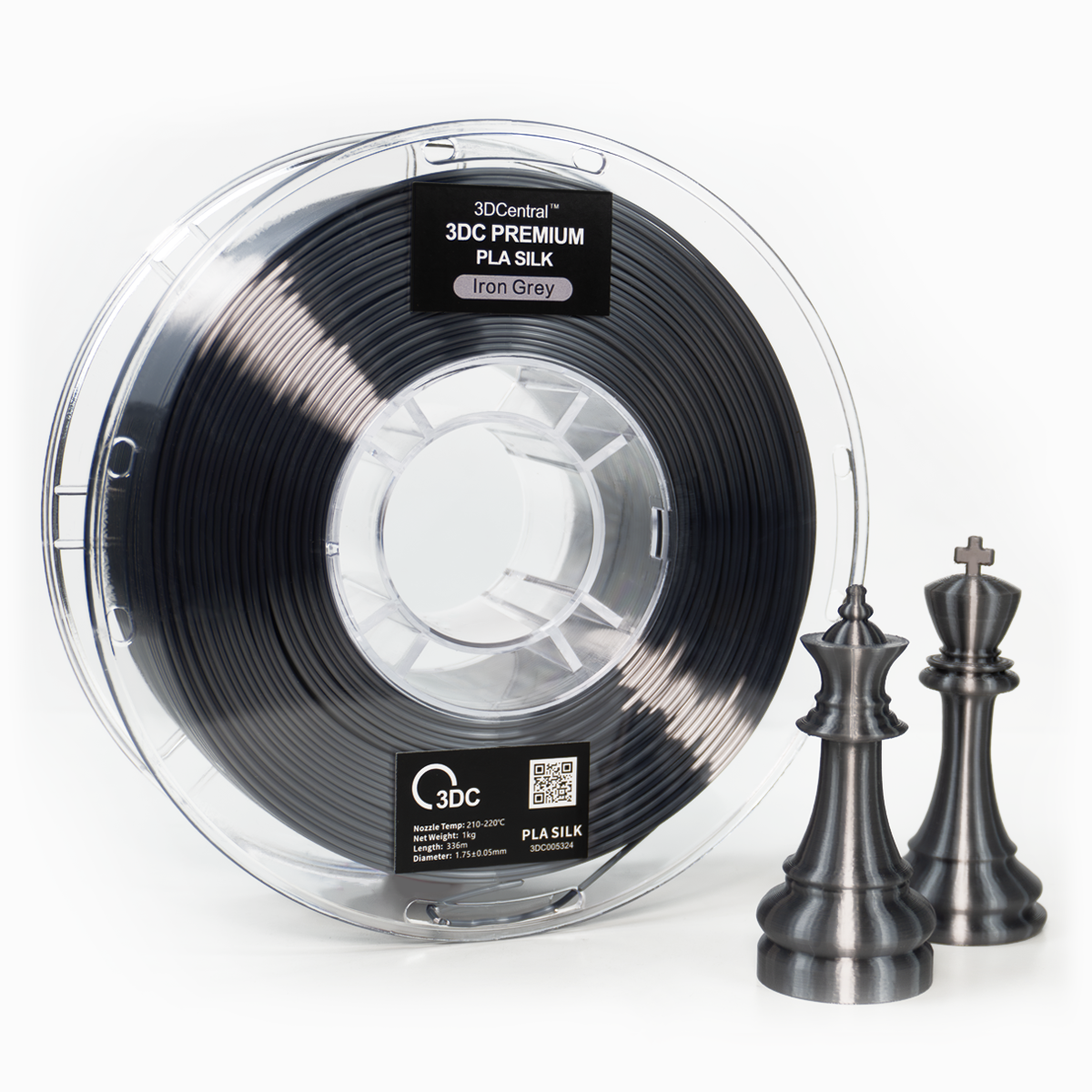 Premium iron grey 3D printer filament spool