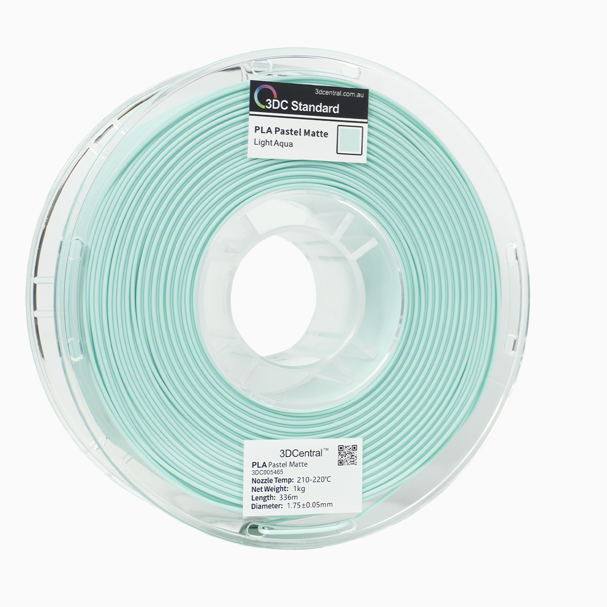 Matte light aqua 3D printer filament spool