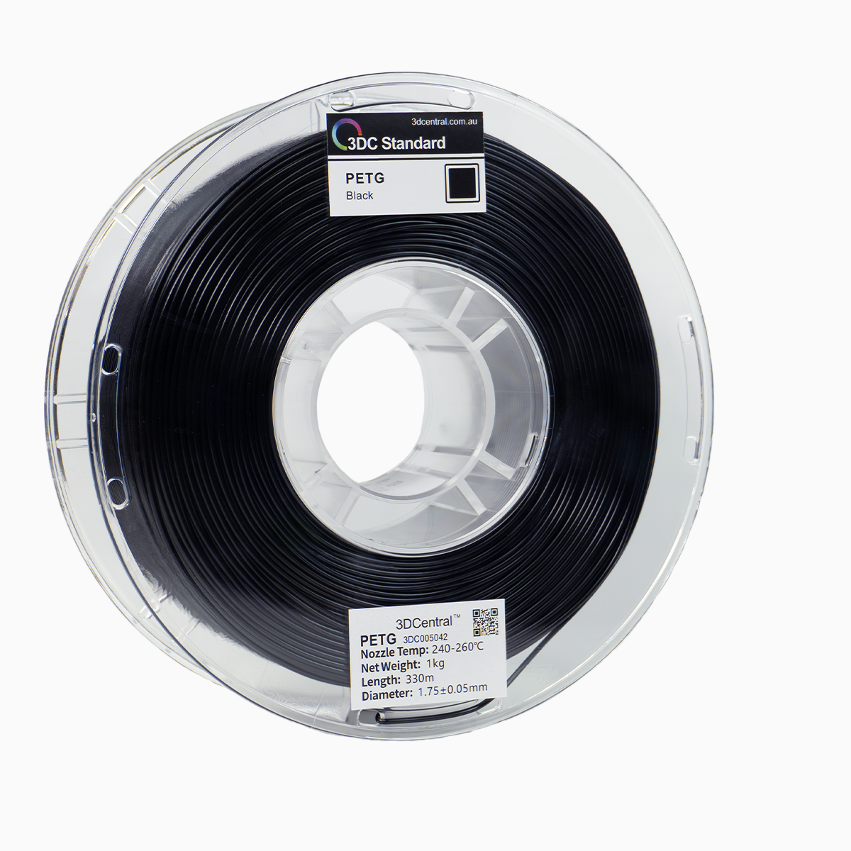 Standard PETG black 3D printer filament spool