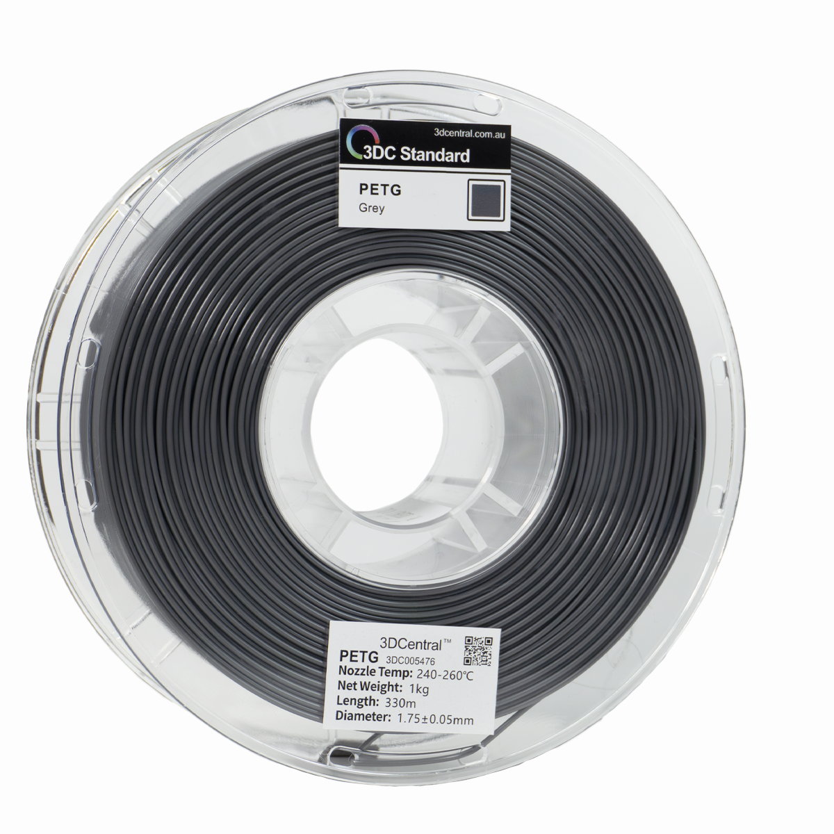 Standard PETG grey 3D printer filament spool