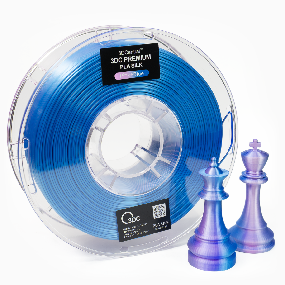 Premium pink and blue 3D printer filament spool