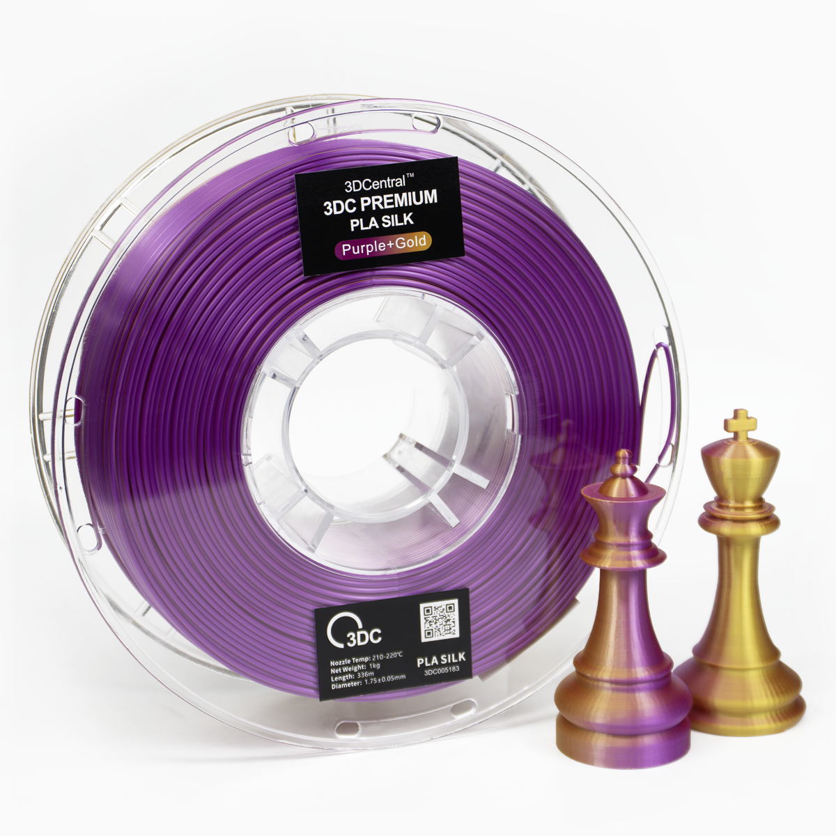 Premium purple and gold 3D printer filament spool