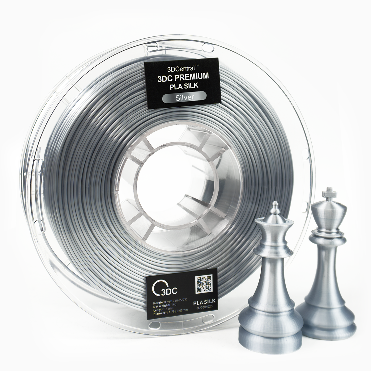 Premium silver 3D printer filament spool