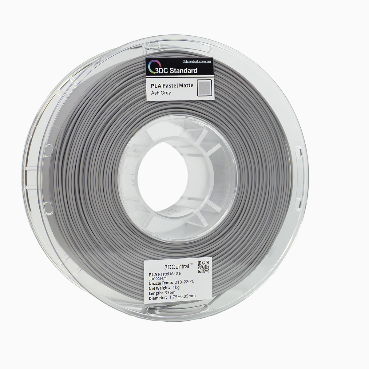 Matte ash grey 3D printer filament spool