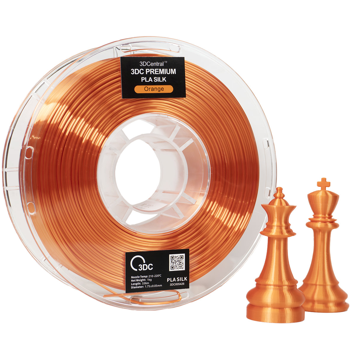 Premium orange 3D printer filament spool