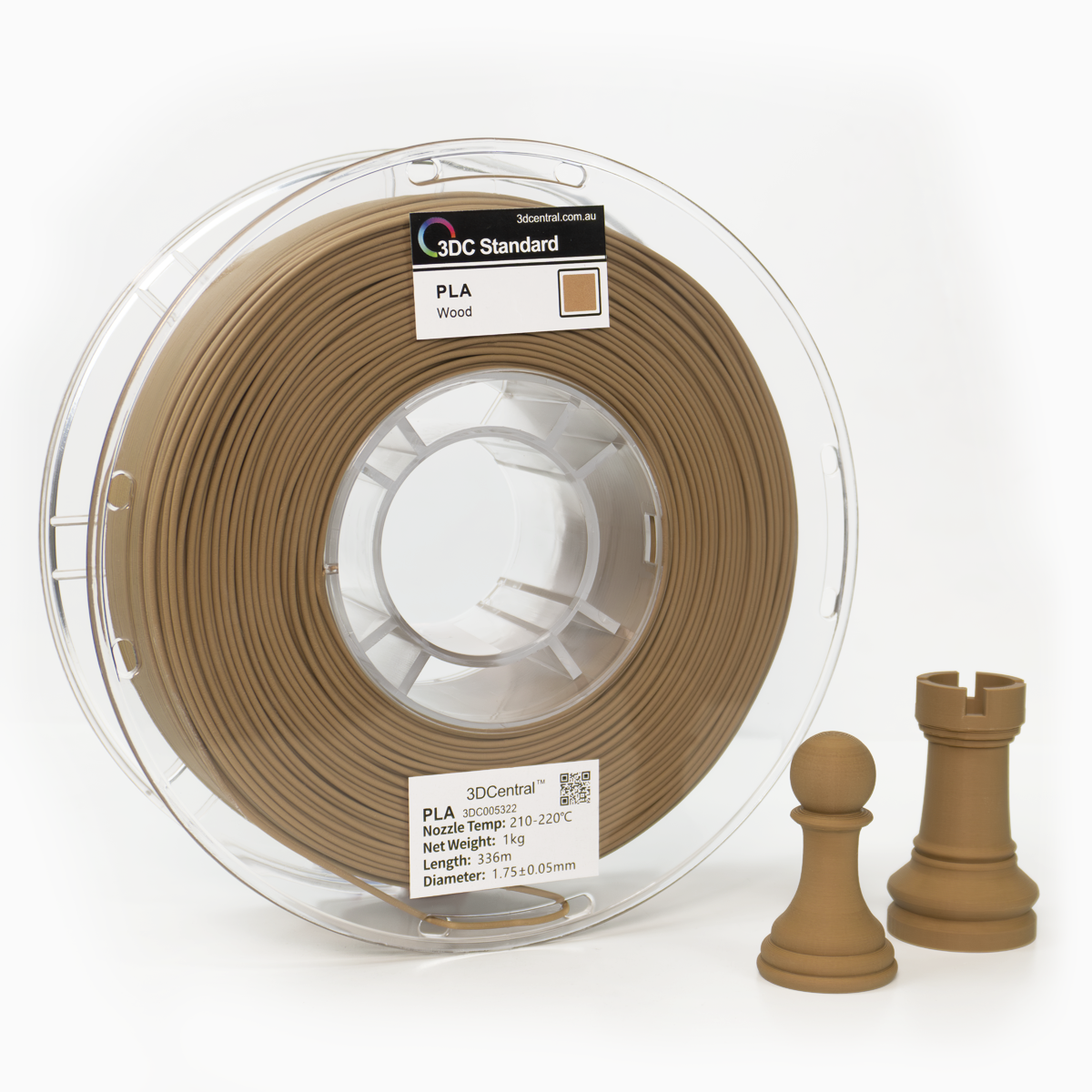 Matte wood 3D printer filament spool
